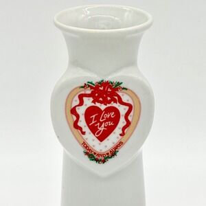 Vintage I Love You Heart Bud Vase Valentine Valentine's Day 3D Ceramic 1992